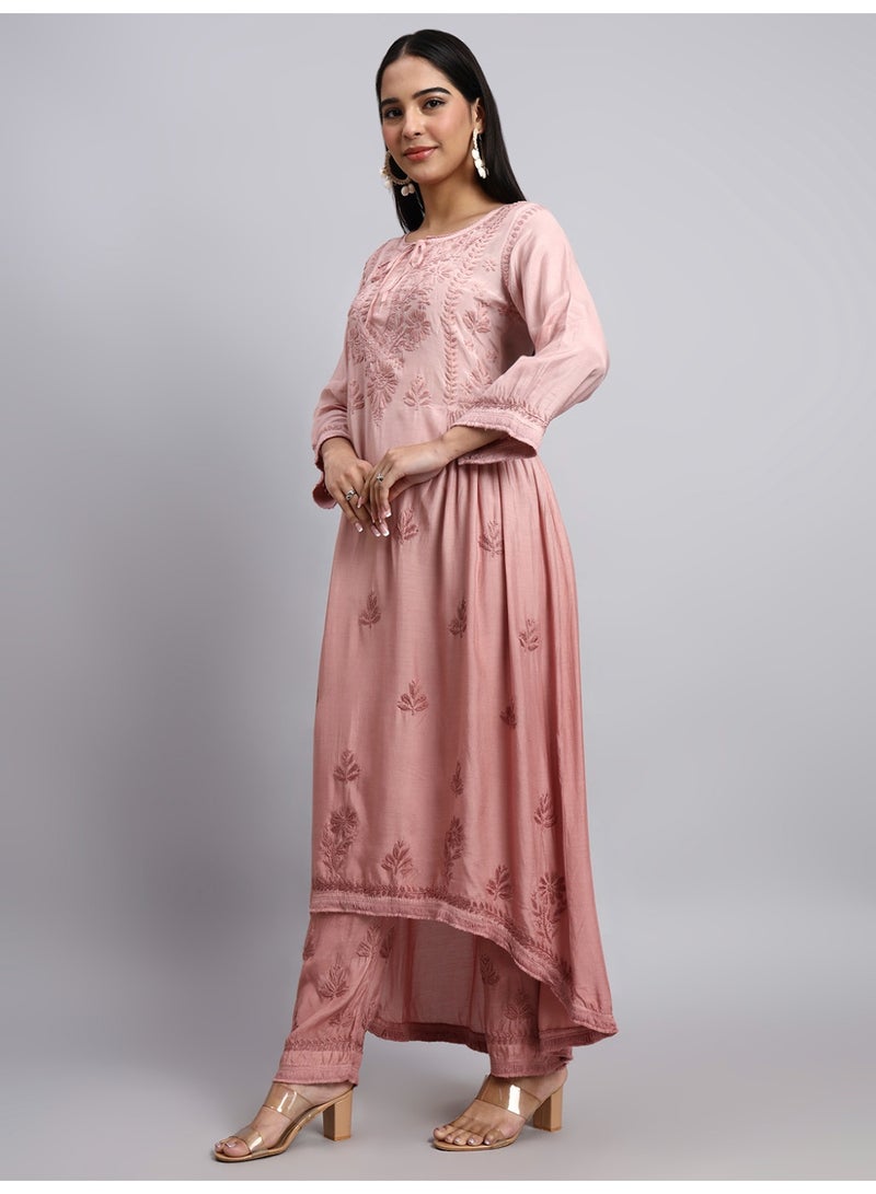 Alaya Hand Embroidered Chikankari Muslin Ombre Kurta Set-AL4101KS - Image 5